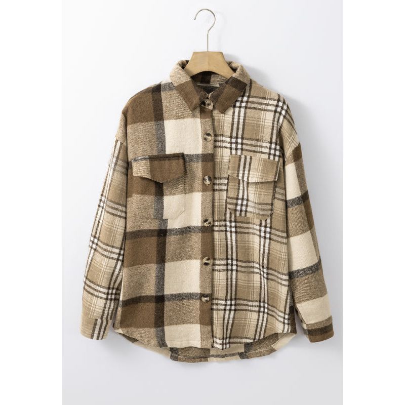 Plaid Button Up Flap Pocket Shacket