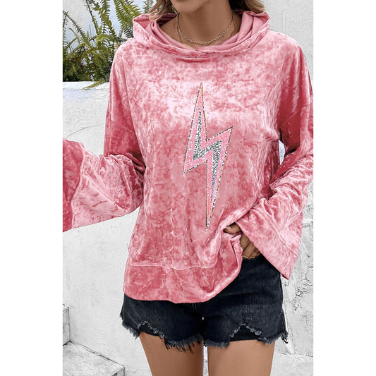 Thunderbolt Sequin Long Sleeve Hoodie