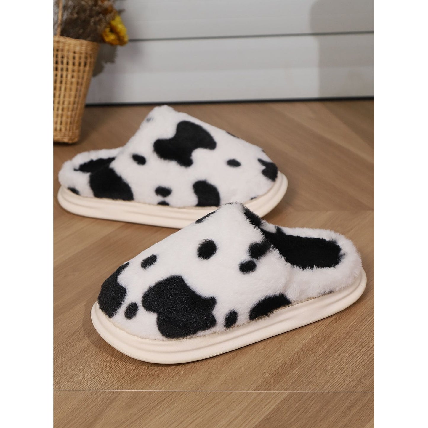 Animal Print Faux Fur Slippers