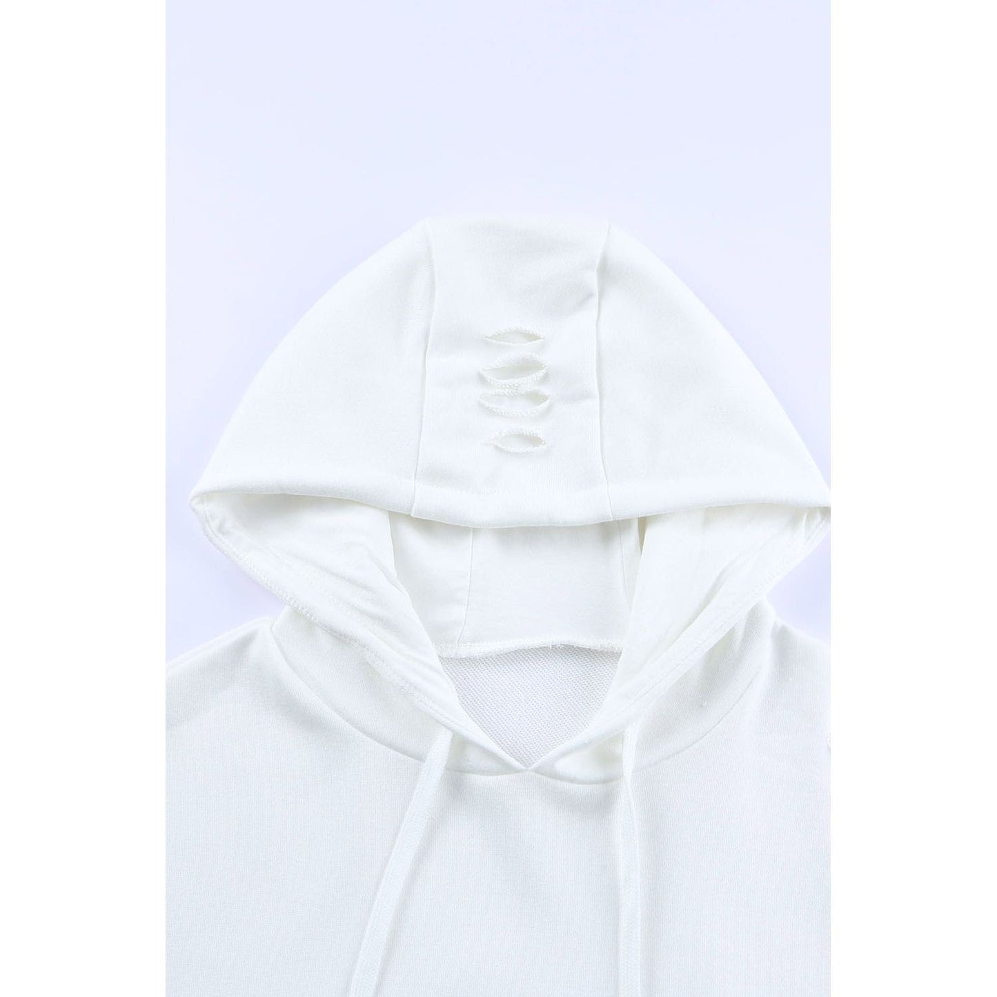 Distressed Drawstring Long Sleeve Hoodie