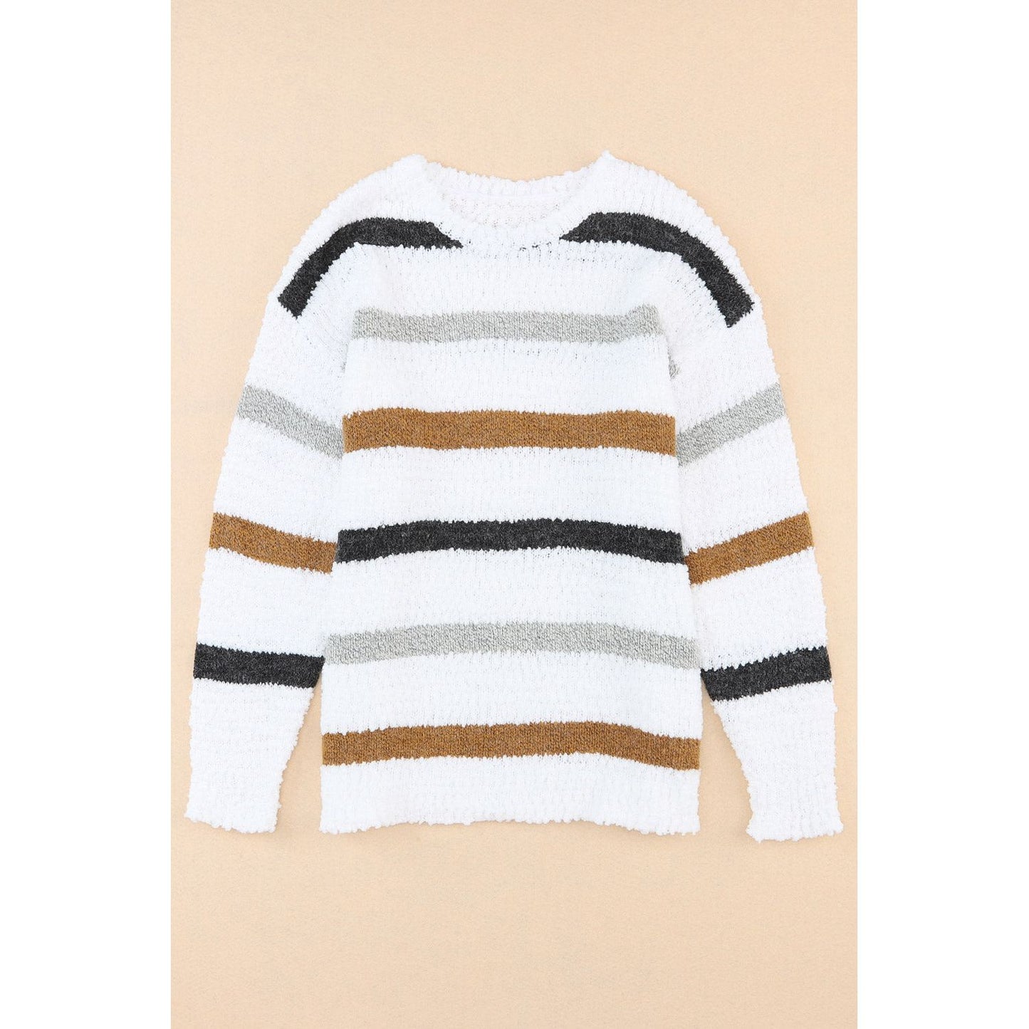 Striped Round Neck Dropped Shoulder Sweater