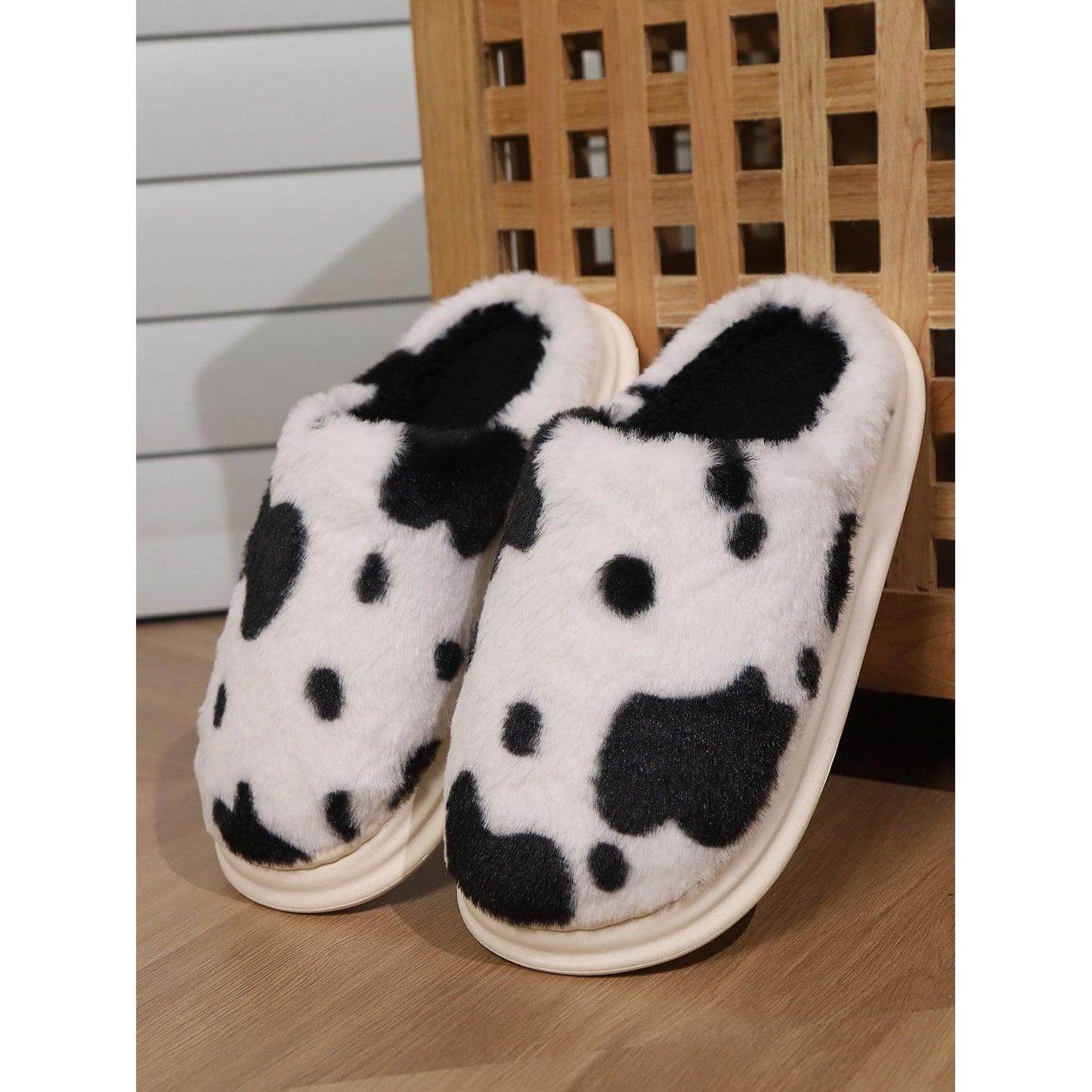 Animal Print Faux Fur Slippers