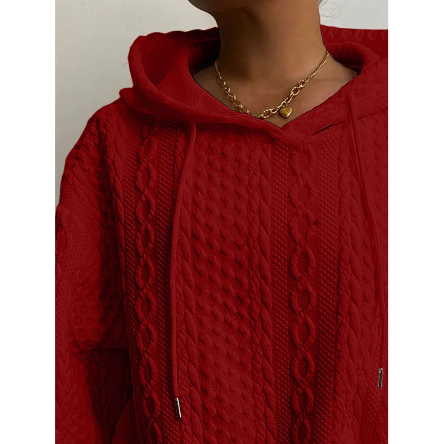 Drawstring Drop Shoulder Long Sleeve Hoodie