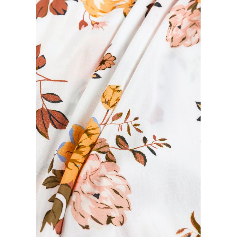 Printed V-Neck Flare Sleeve Mini Dress