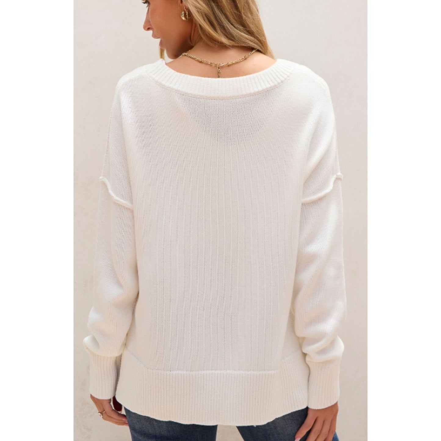 US Flag Side Slit Drop Shoulder Sweater