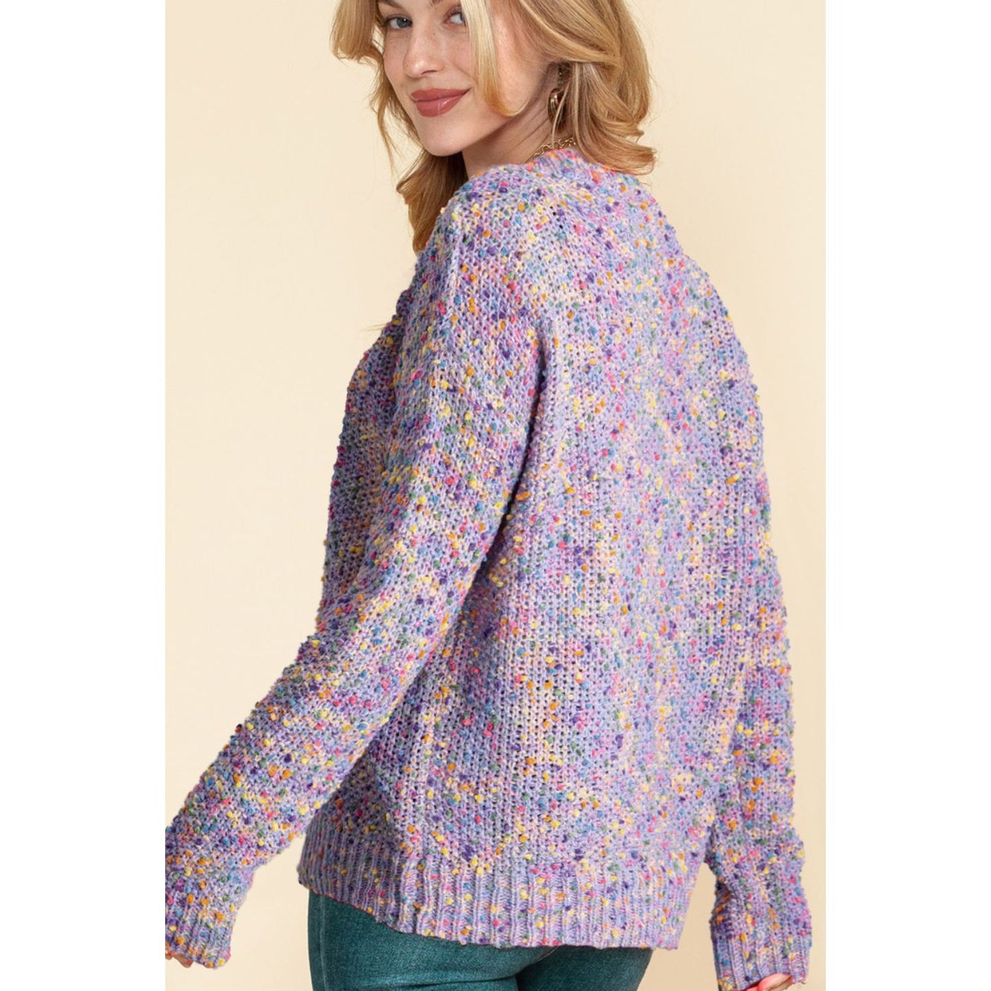 Confetti V-Neck Long Sleeve Sweater