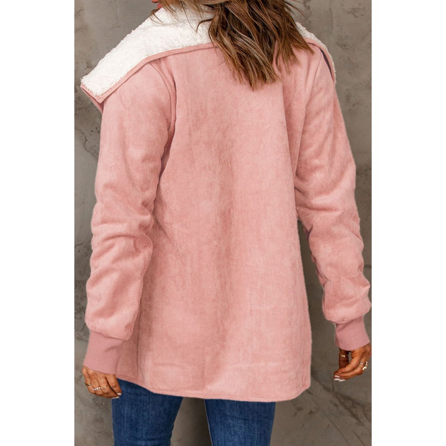 Open Front Long Sleeve Sherpa Jacket