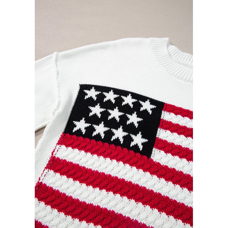 US Flag Side Slit Drop Shoulder Sweater
