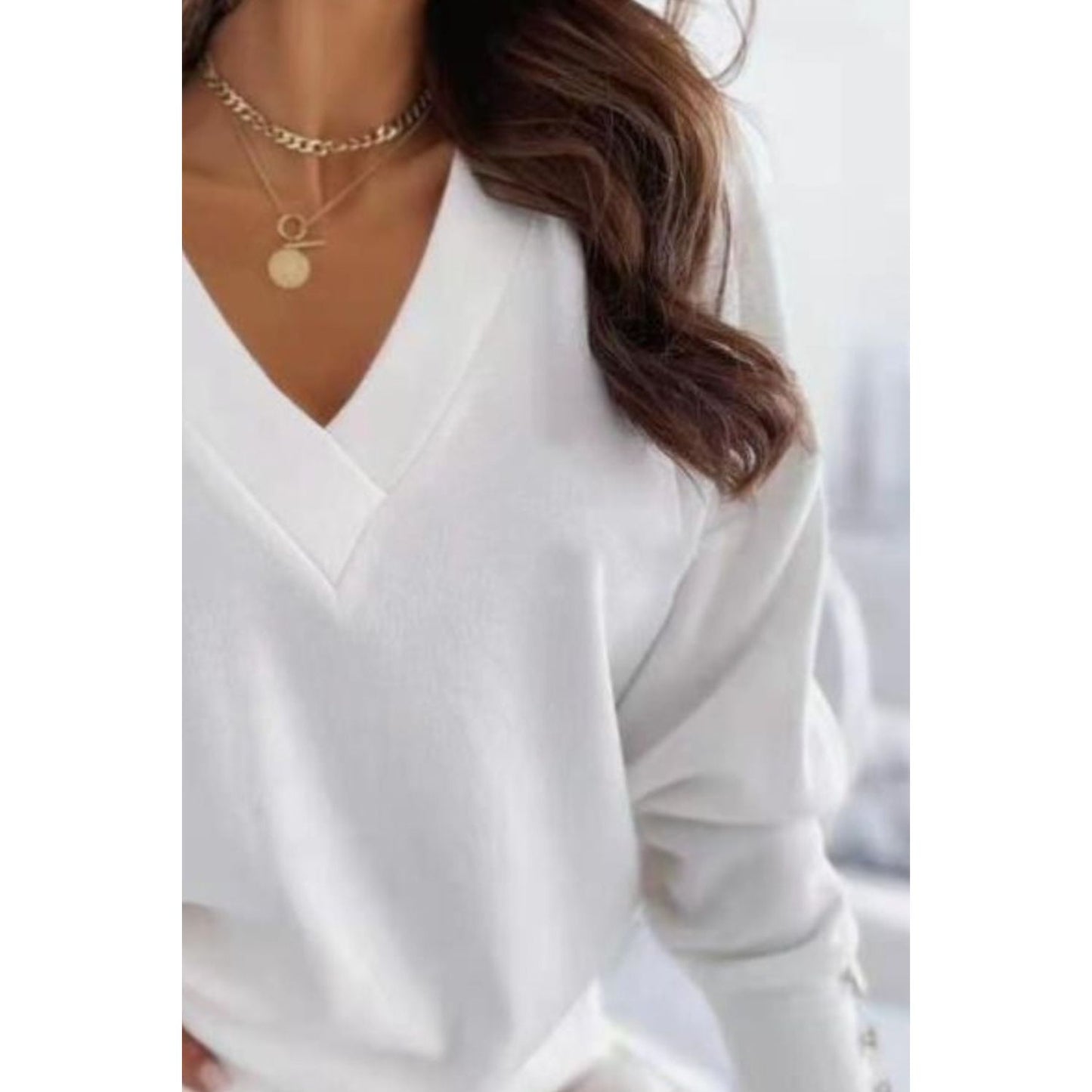V-Neck Long Sleeve Sweatshirt
