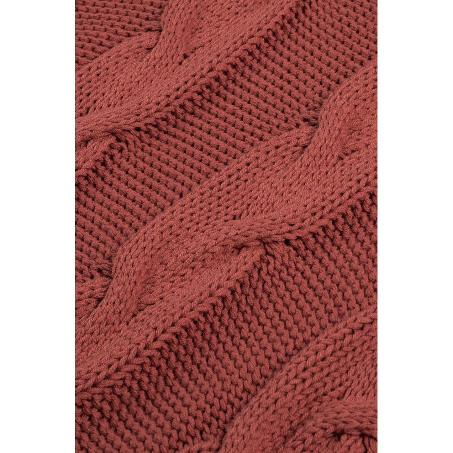 Cable-Knit Turtleneck Dropped Shoulder Sweater