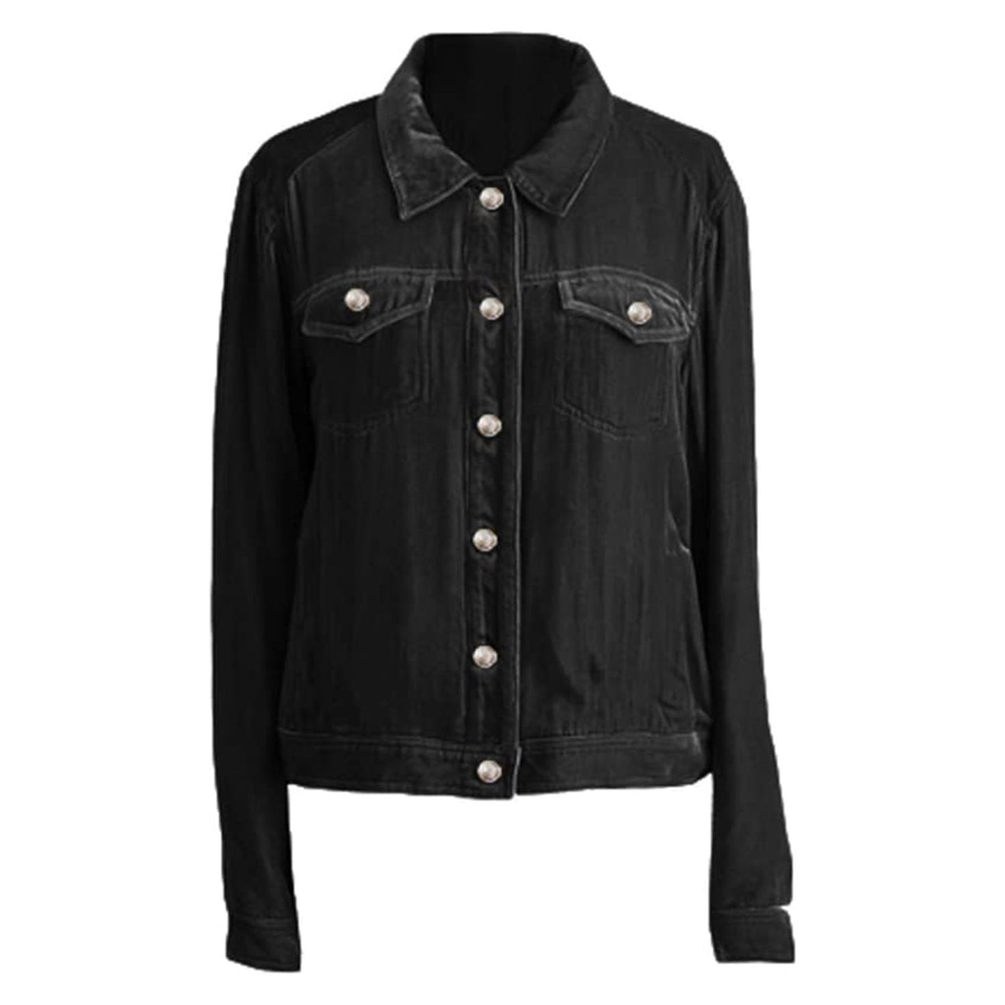 Button Up Long Sleeve Jacket with Chest Pockets