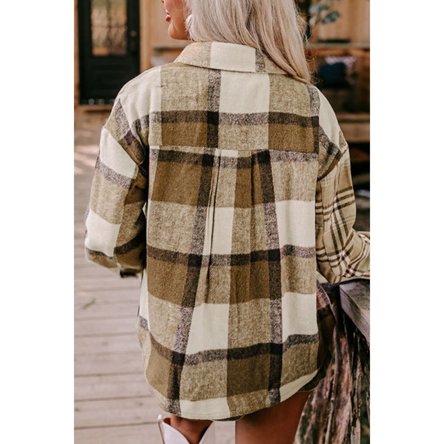 Plaid Button Up Flap Pocket Shacket