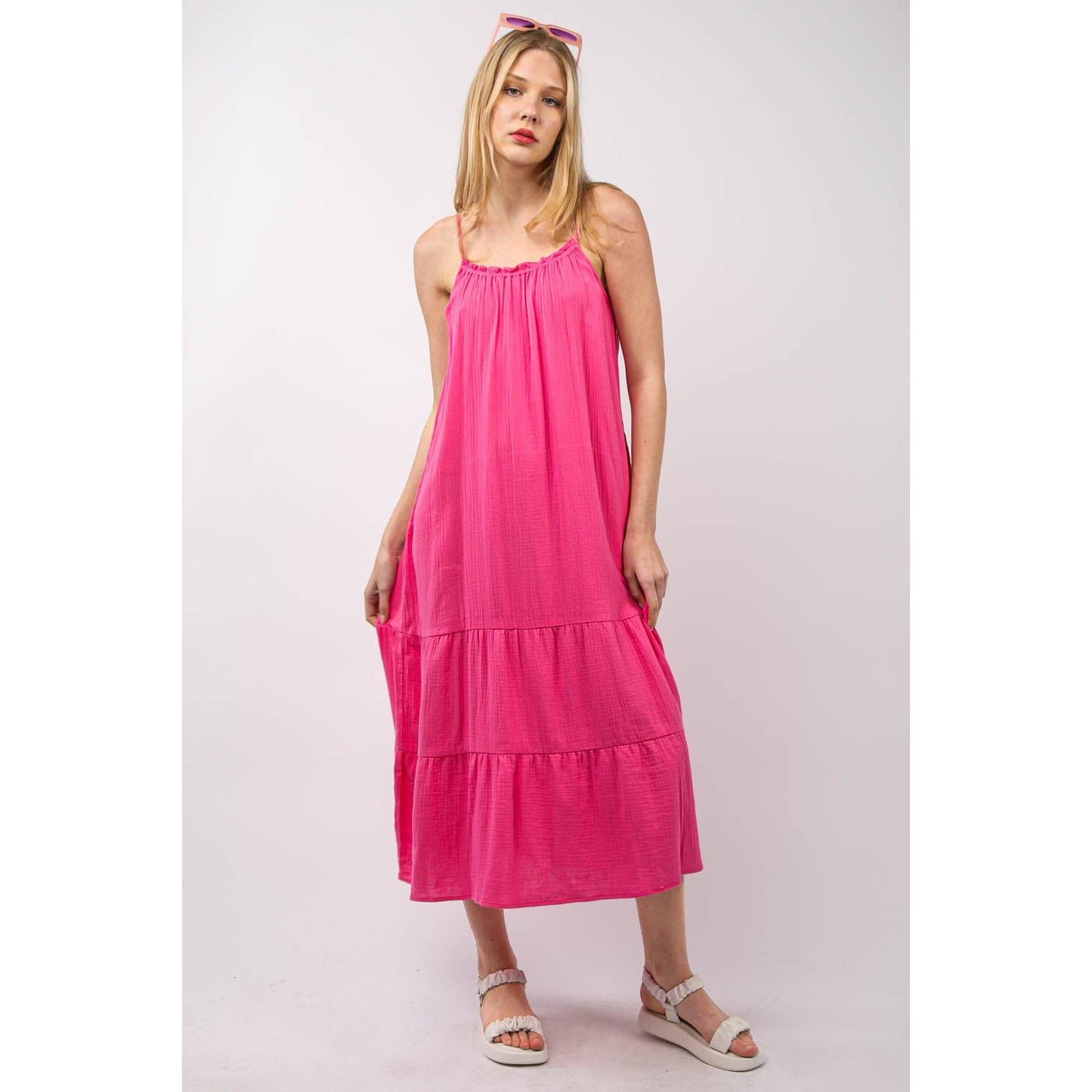 VERY J Ruffled A-Line Midi Cami Dress