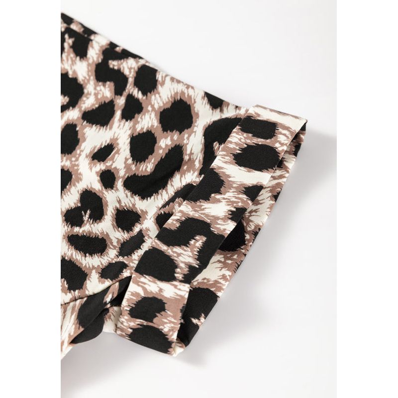 Cutout Back Leopard V-Neck Short Sleeve Mini Dress