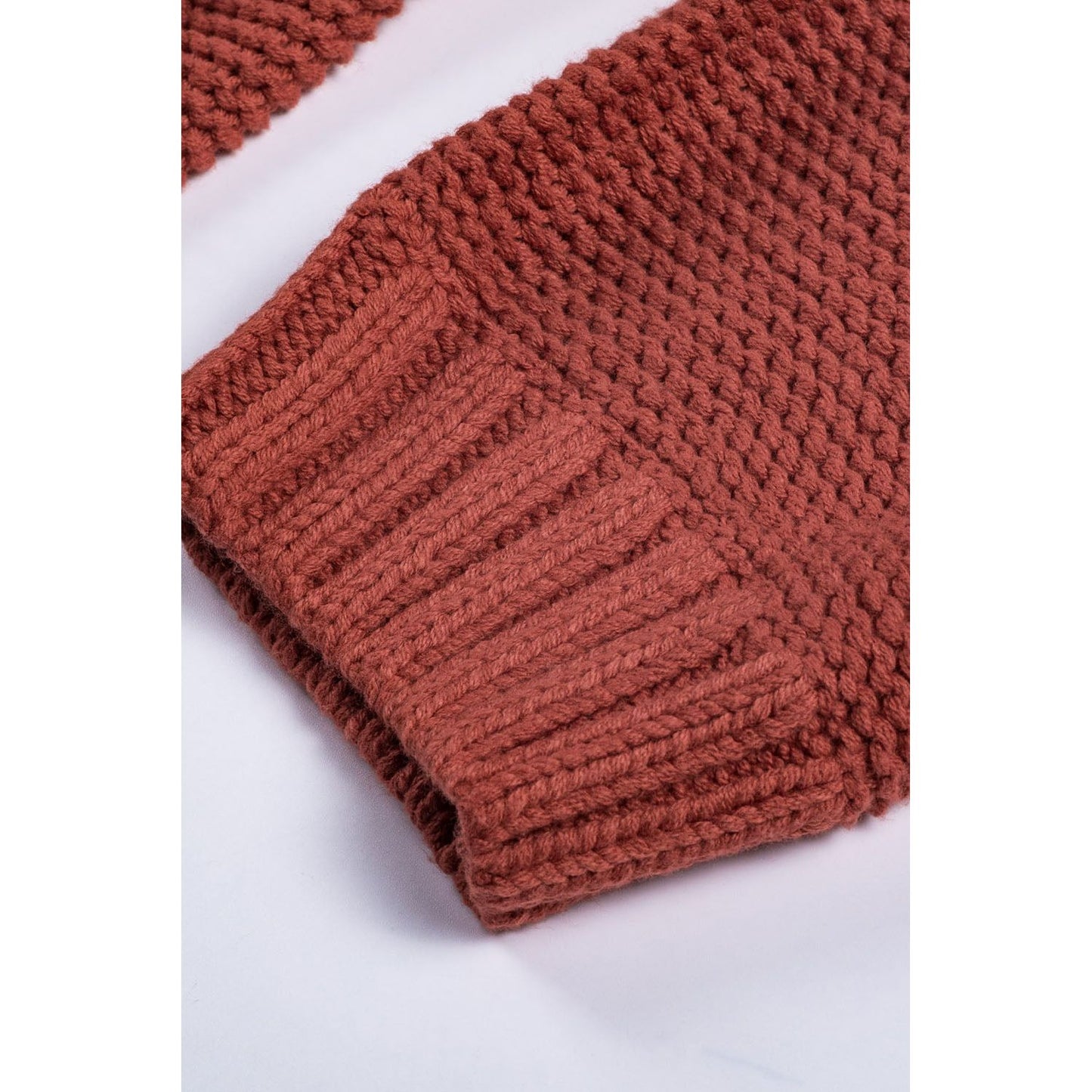 Cable-Knit Turtleneck Dropped Shoulder Sweater