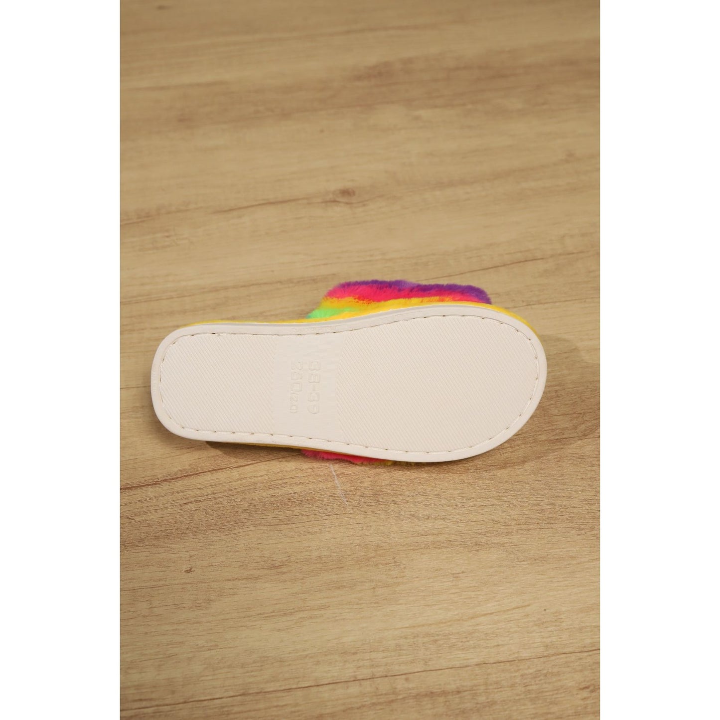 Color Block Open Toe Faux Fur PVC Slippers