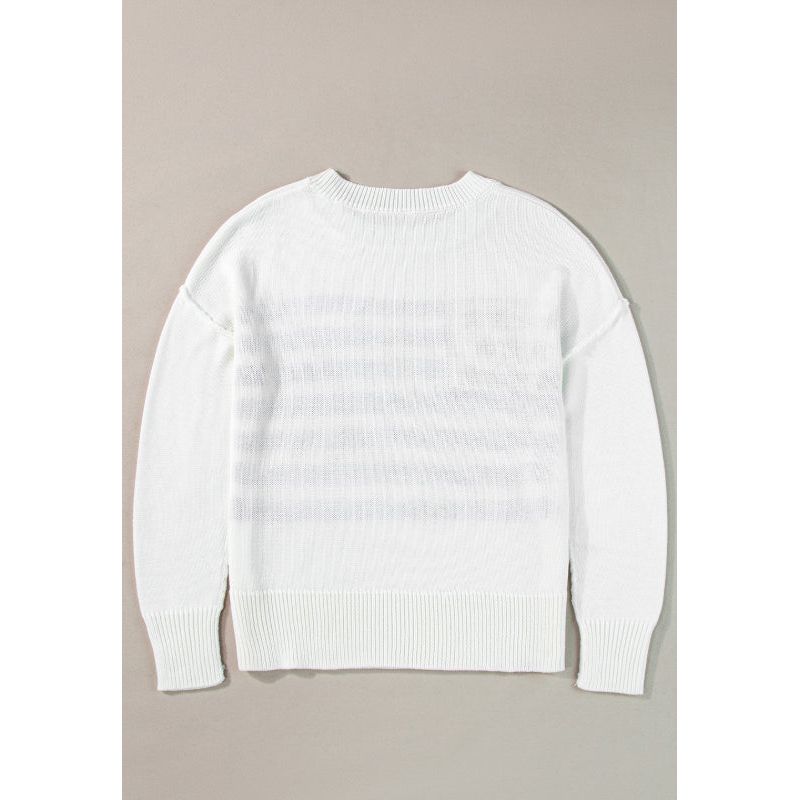 US Flag Side Slit Drop Shoulder Sweater