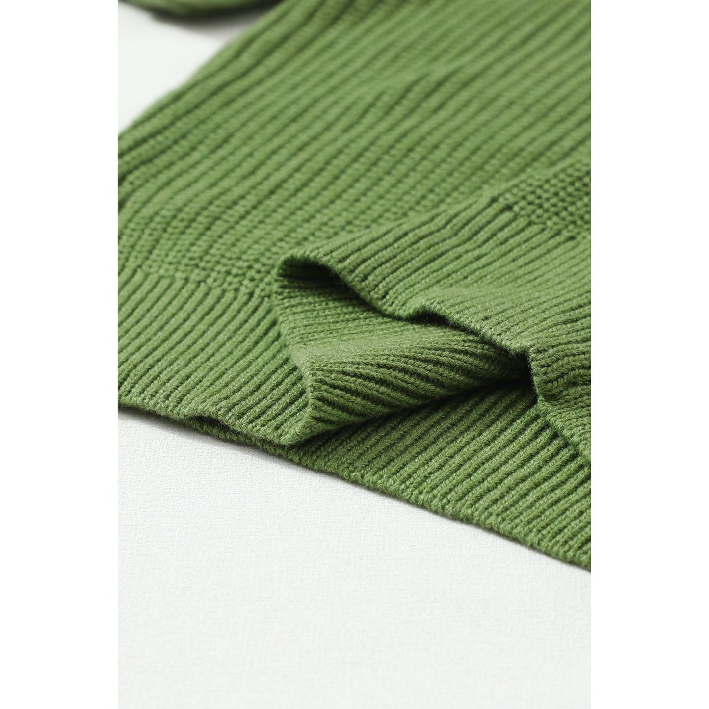 Eyelet Round Neck Drop Shoulder Sweater