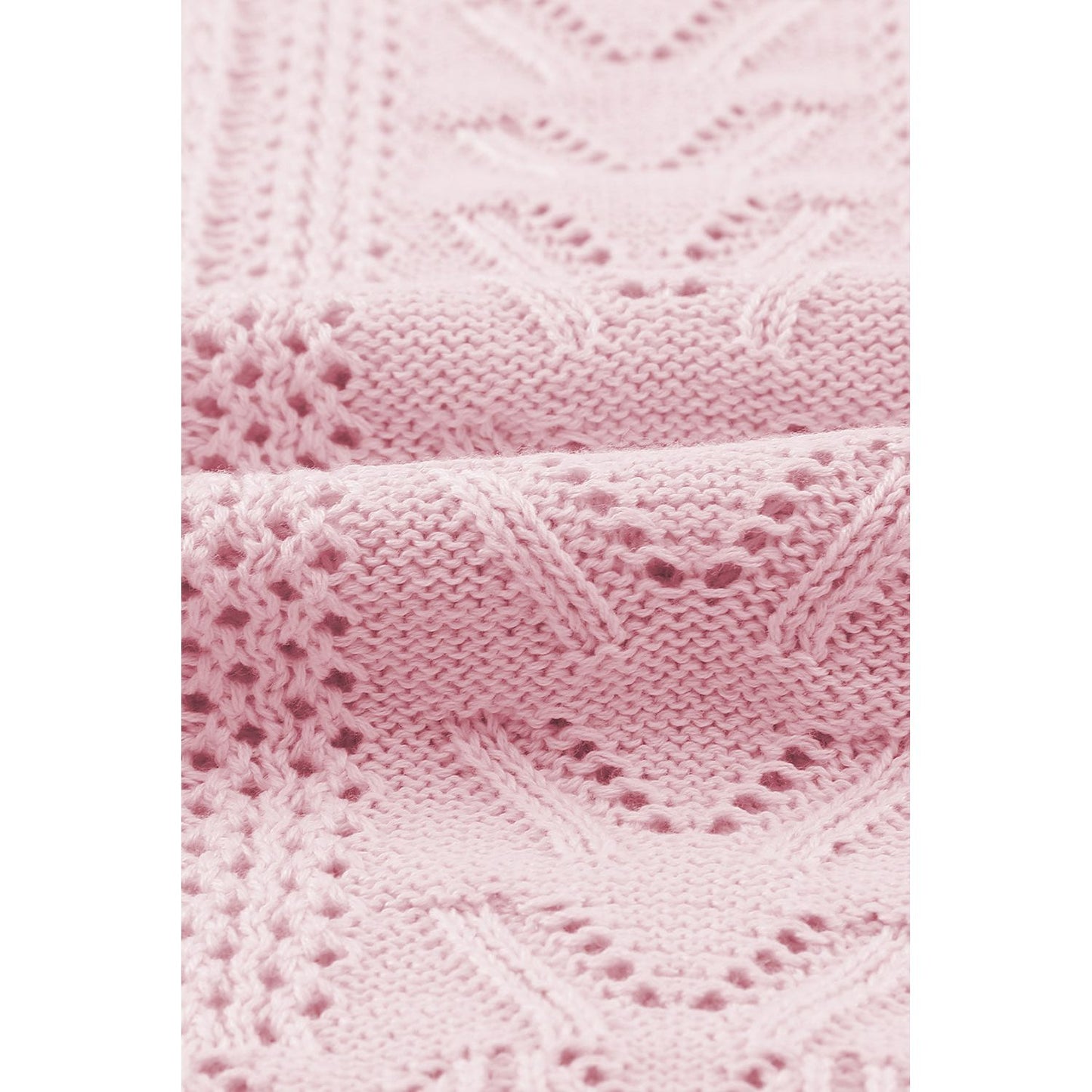 Openwork Round Neck Long Sleeve Sweater