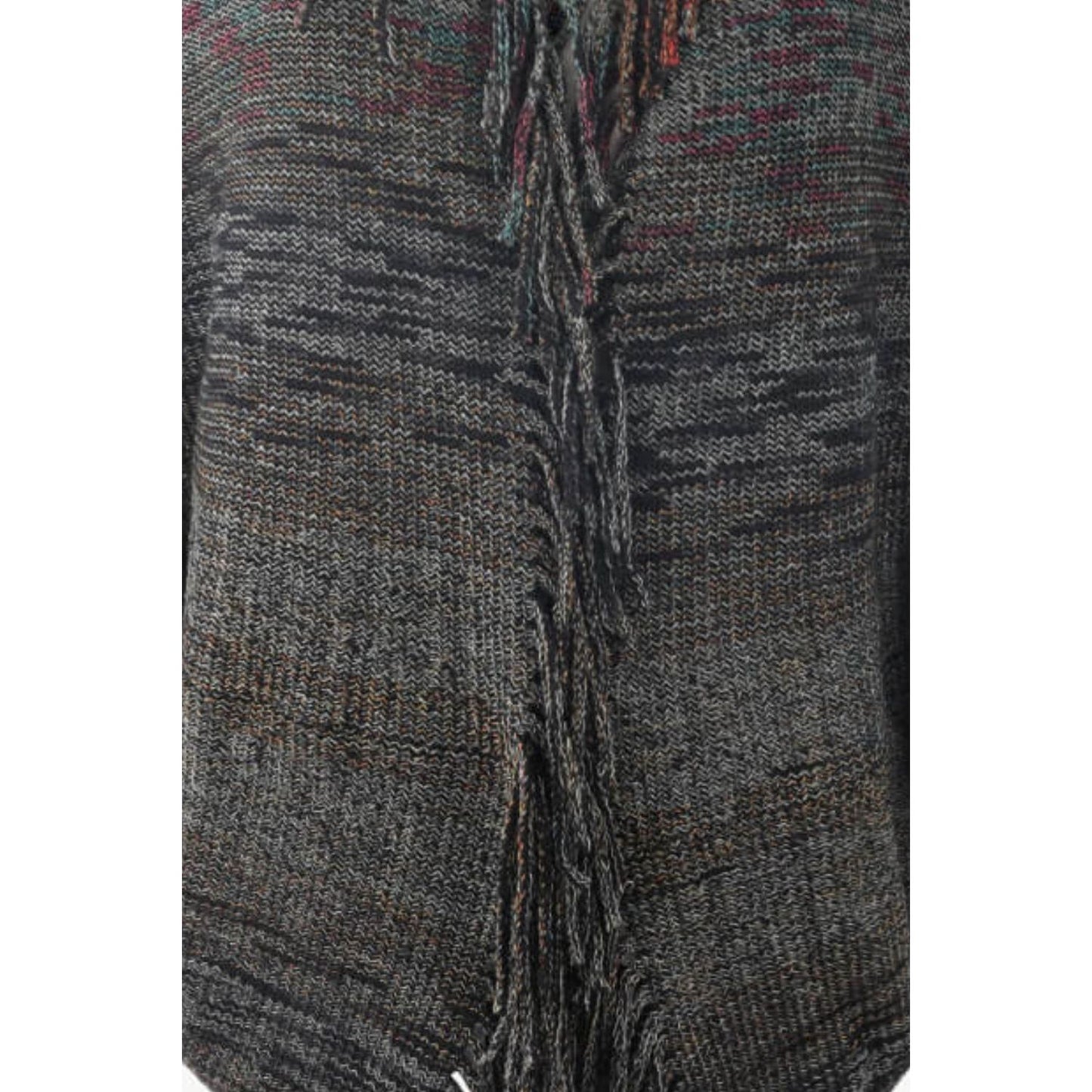 Multicolored Fringe Trim Poncho