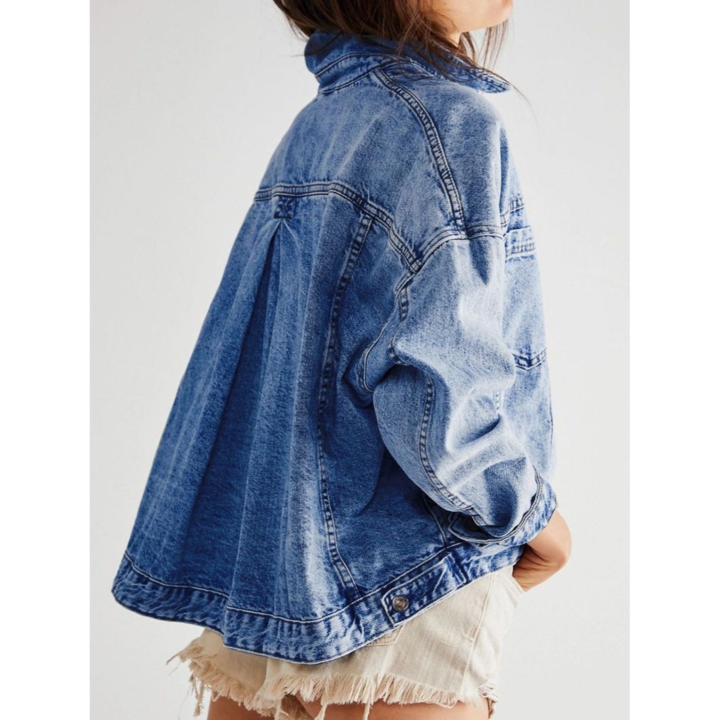 Pocketed Button Up Denim Jacket