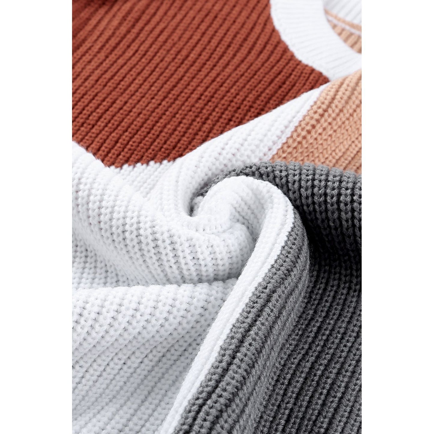 Color Block Drop Shoulder Long Sleeve Sweater