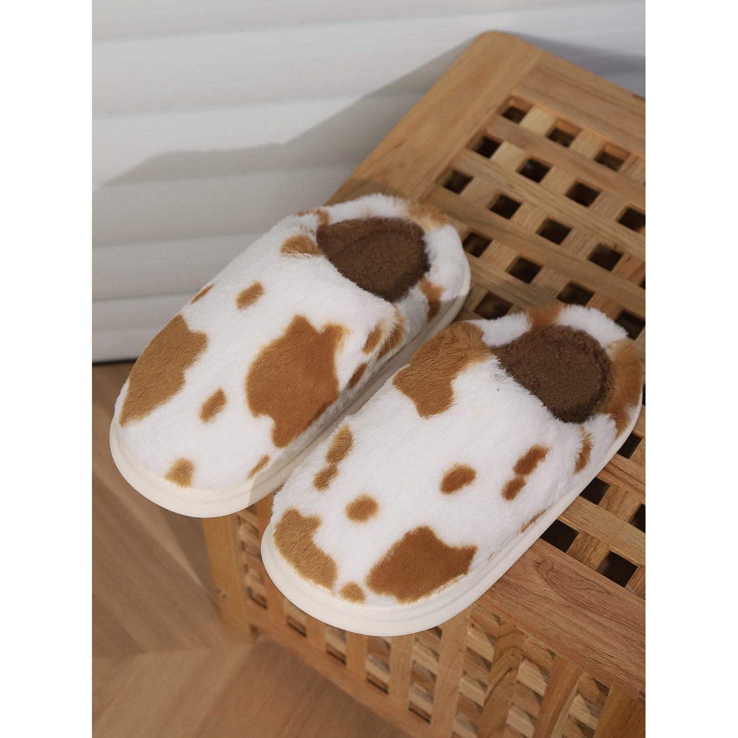 Animal Print Faux Fur Slippers