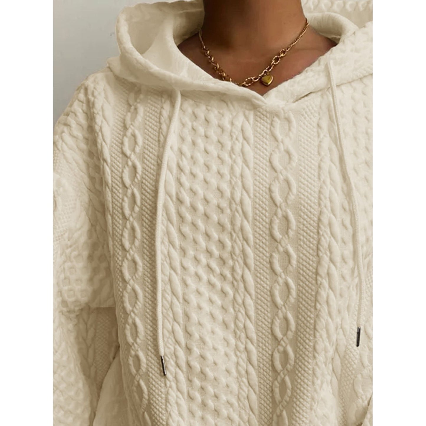 Drawstring Drop Shoulder Long Sleeve Hoodie