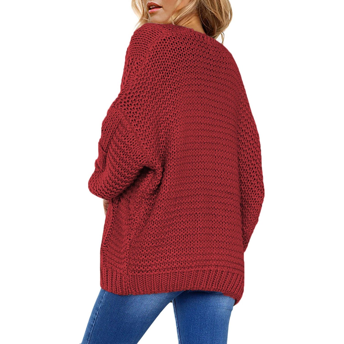 Cable-Knit Open Front Cardigan