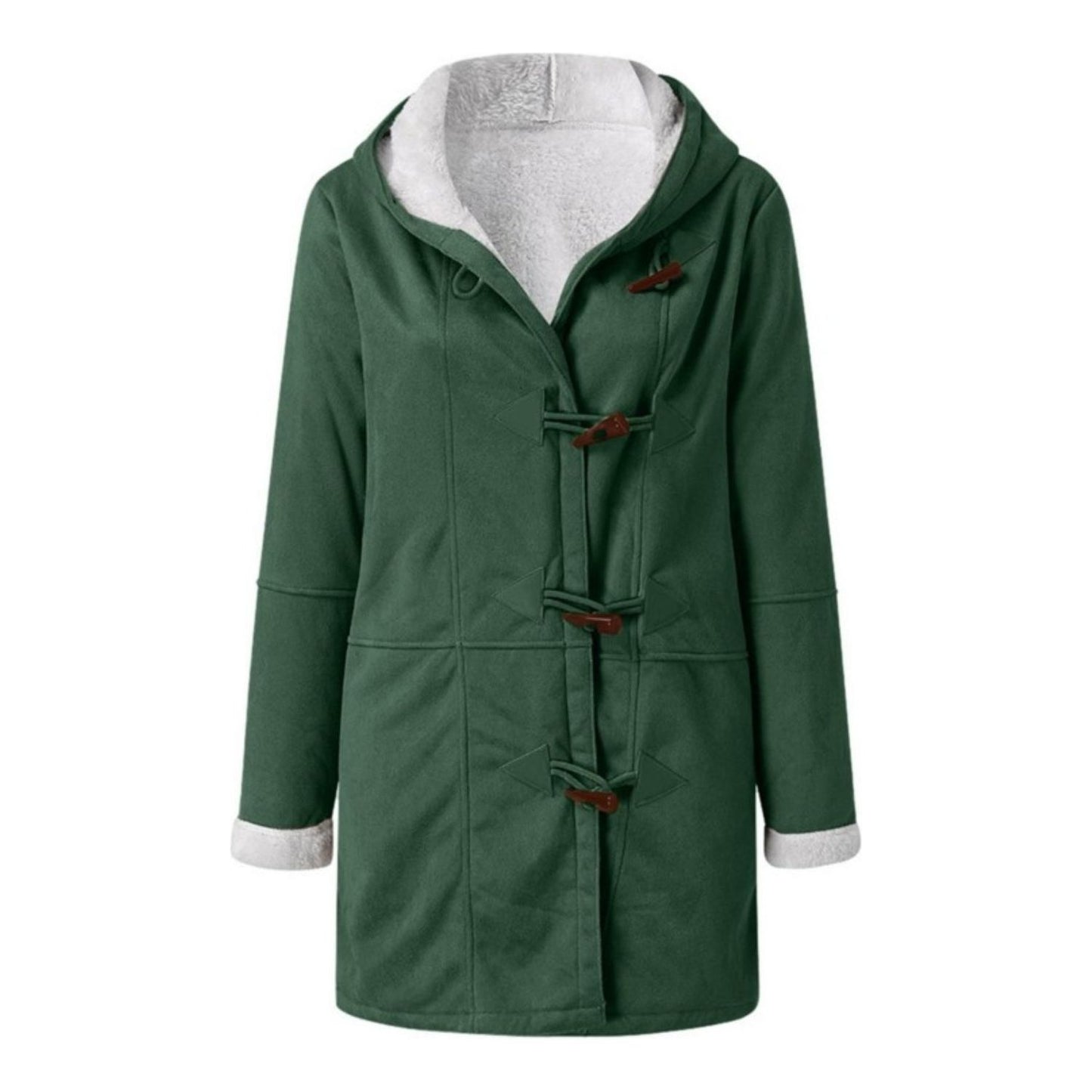 Full Size Pocketed Long Sleeve Hooded Toggle Jacket