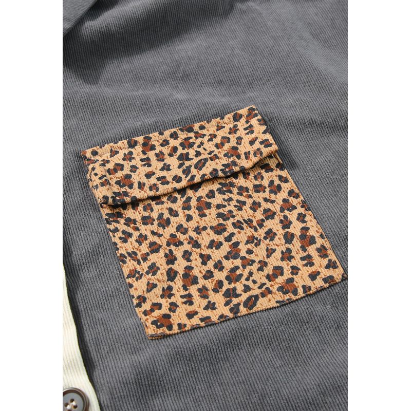 Leopard Button Up Drop Shoulder Jacket