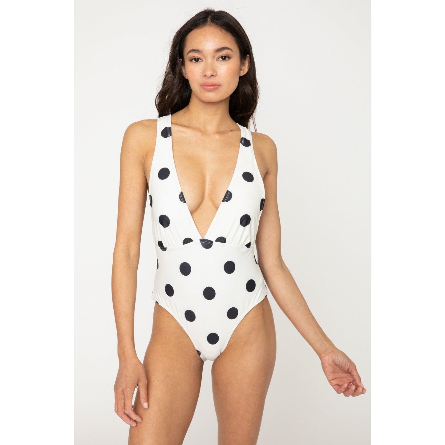 Marina West Swim Beachy Keen Polka Dot Tied Plunge One-Piece Swimsuit