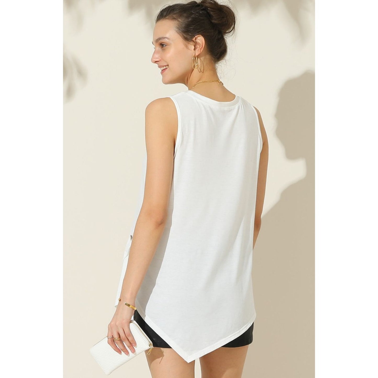 Ninexis Round Neck Button Side Tank