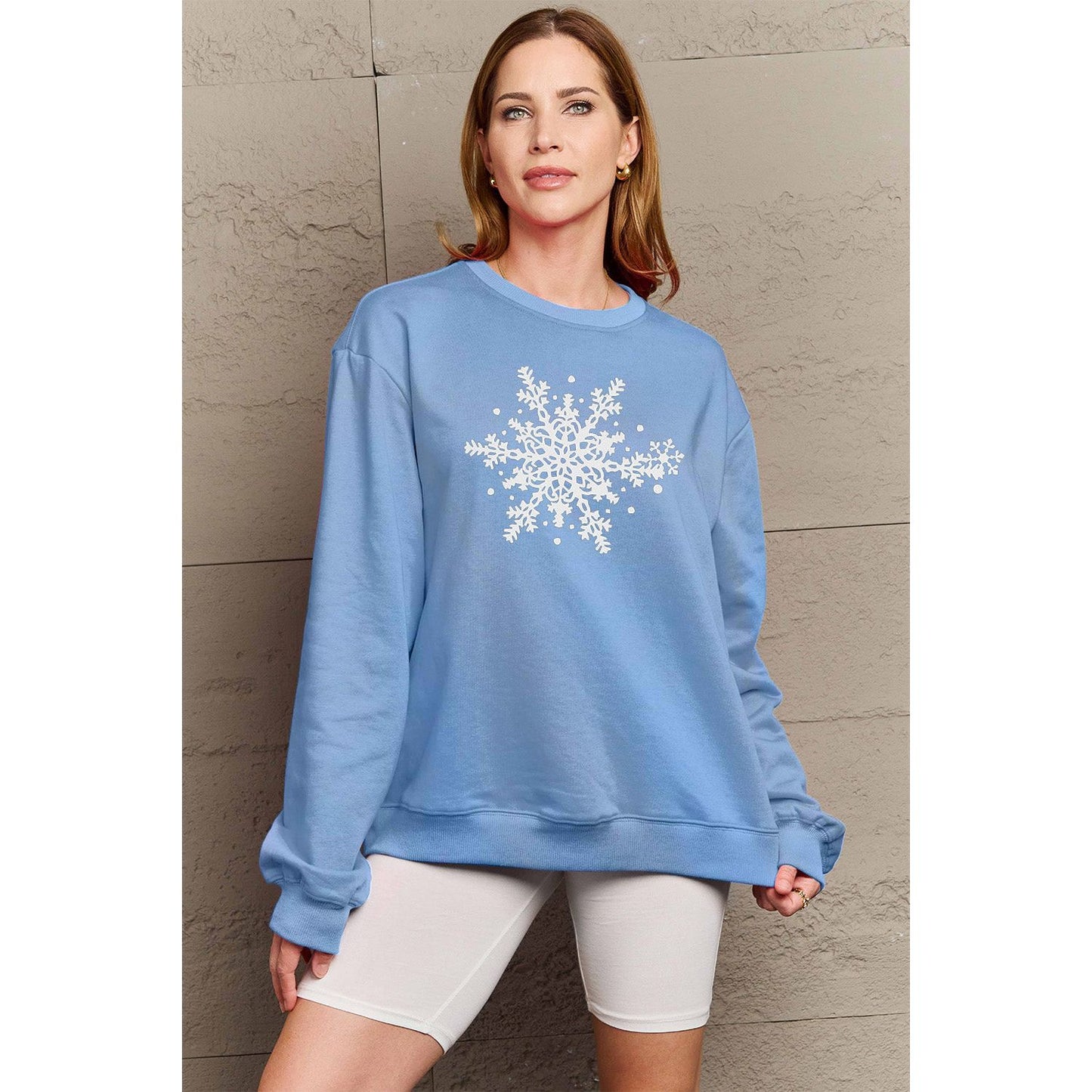 Simply Love Full Size Snowflake Graphic Sweatshirt