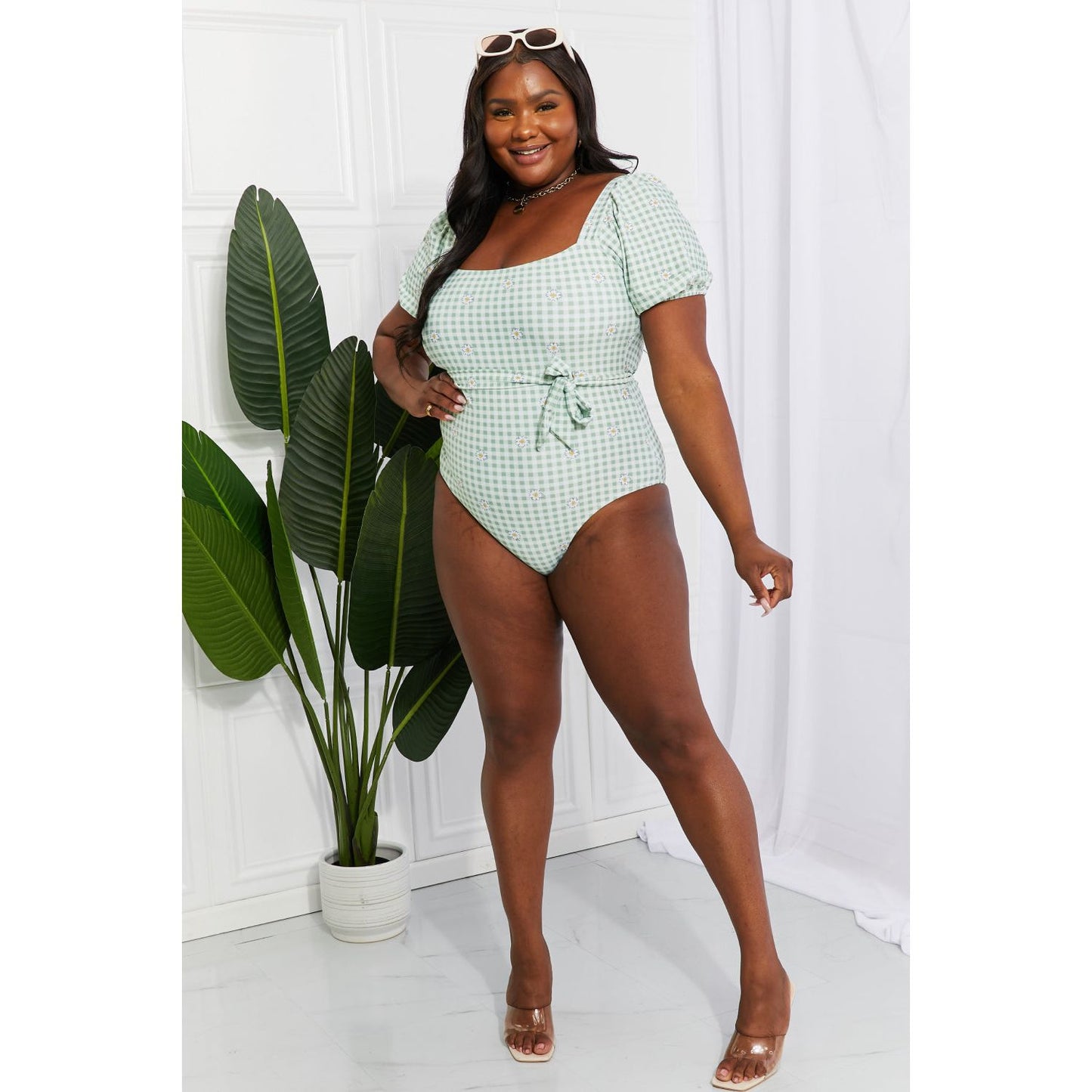 Marina West Swim Salty Air Puff Sleeve One-Piece in Sage