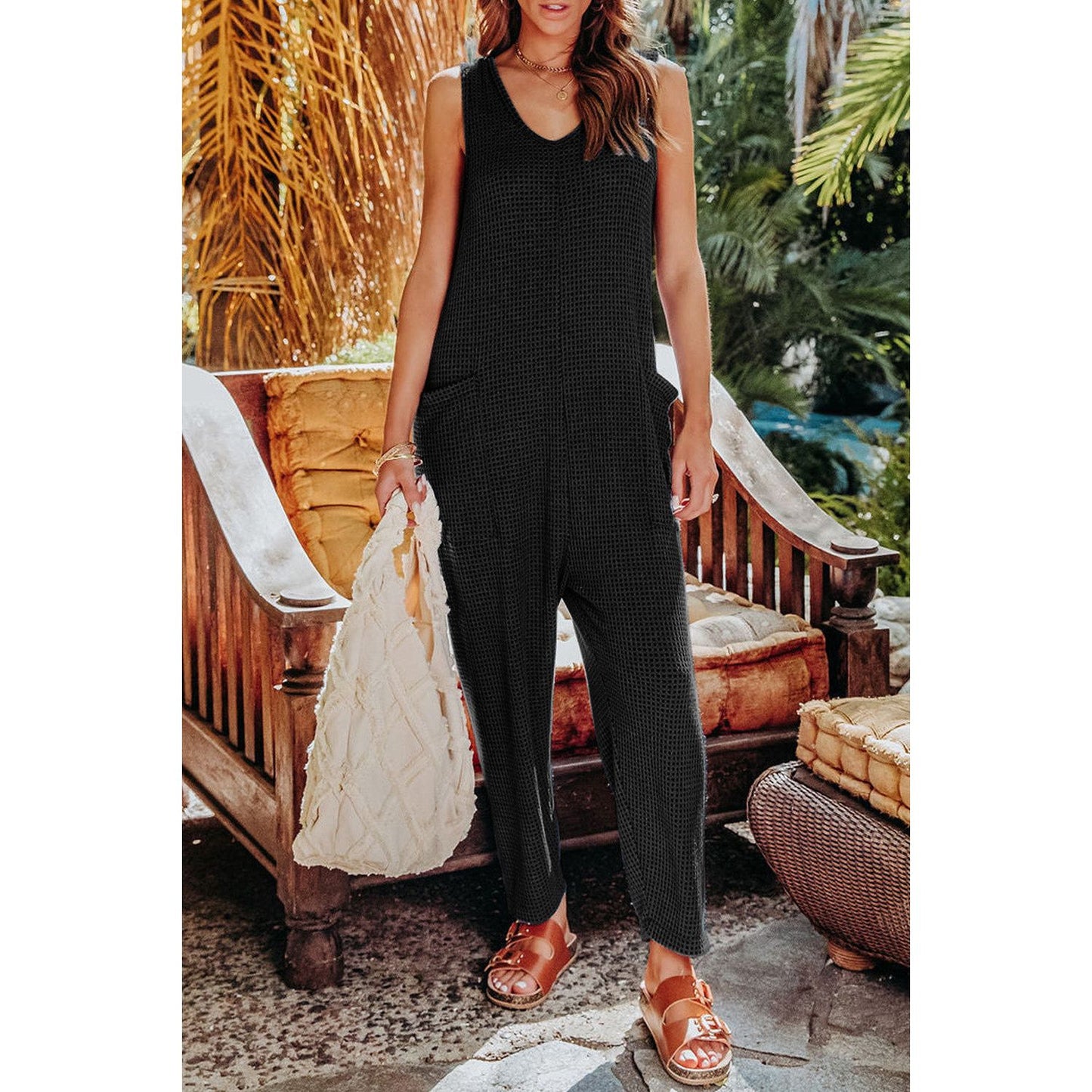 Double Take Full Size Sleeveless Straight Jumpsuit