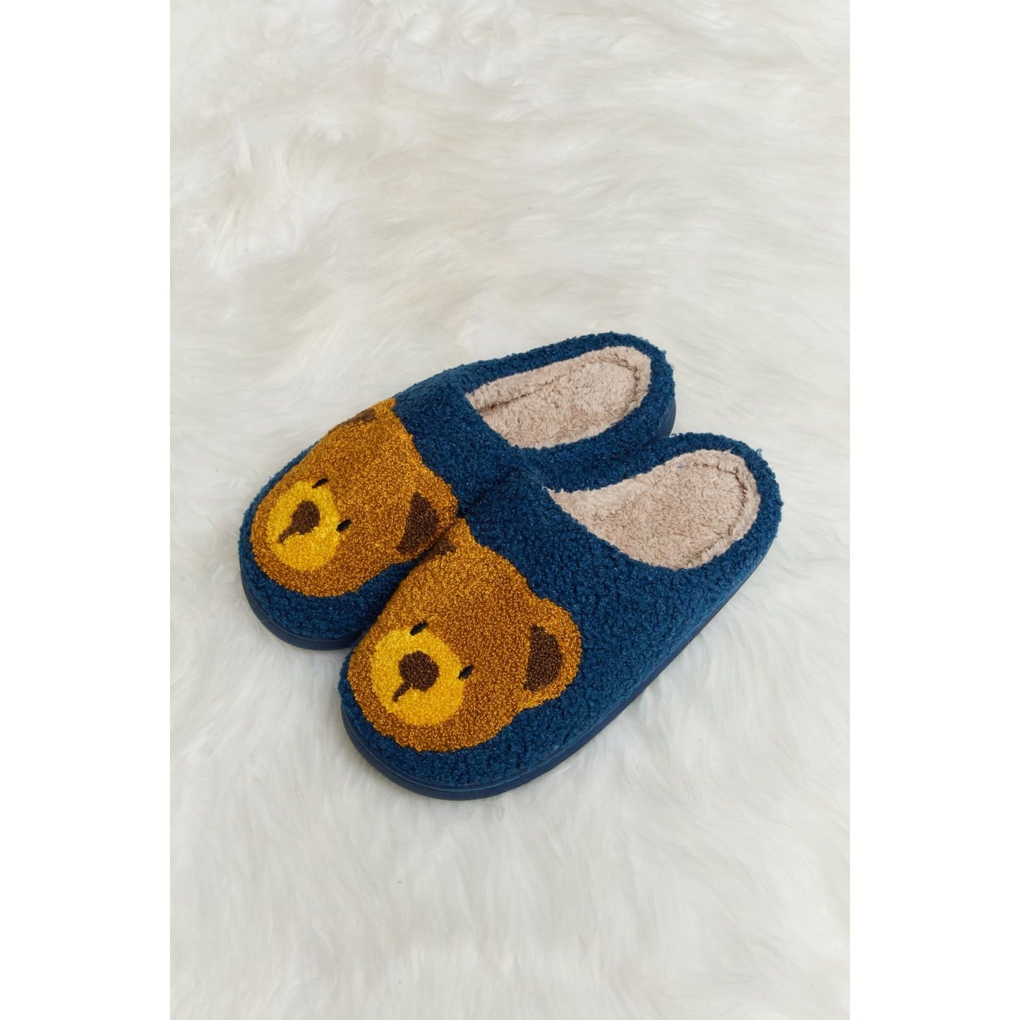 Melody Teddy Bear Print Plush Slide Slippers