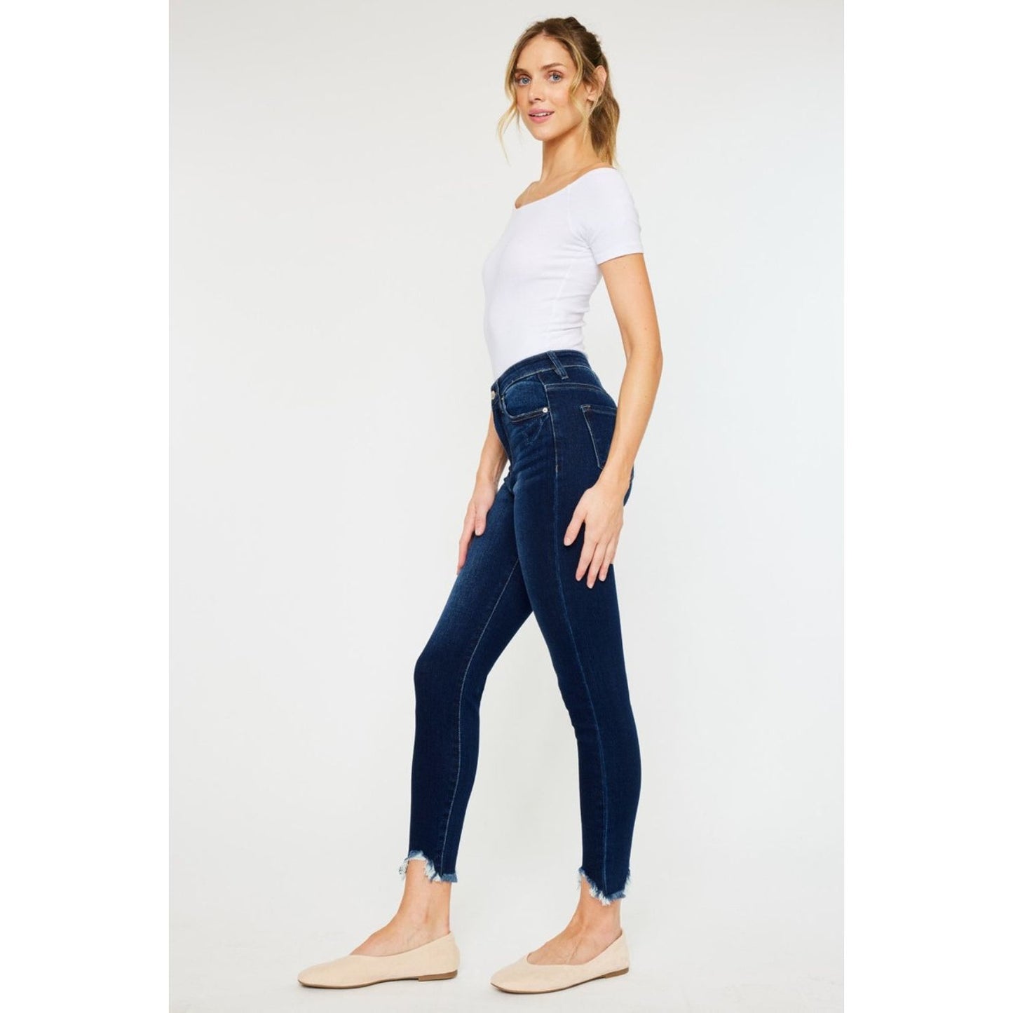 Kancan Full Size High Rise Frayed Ankle Skinny Jeans