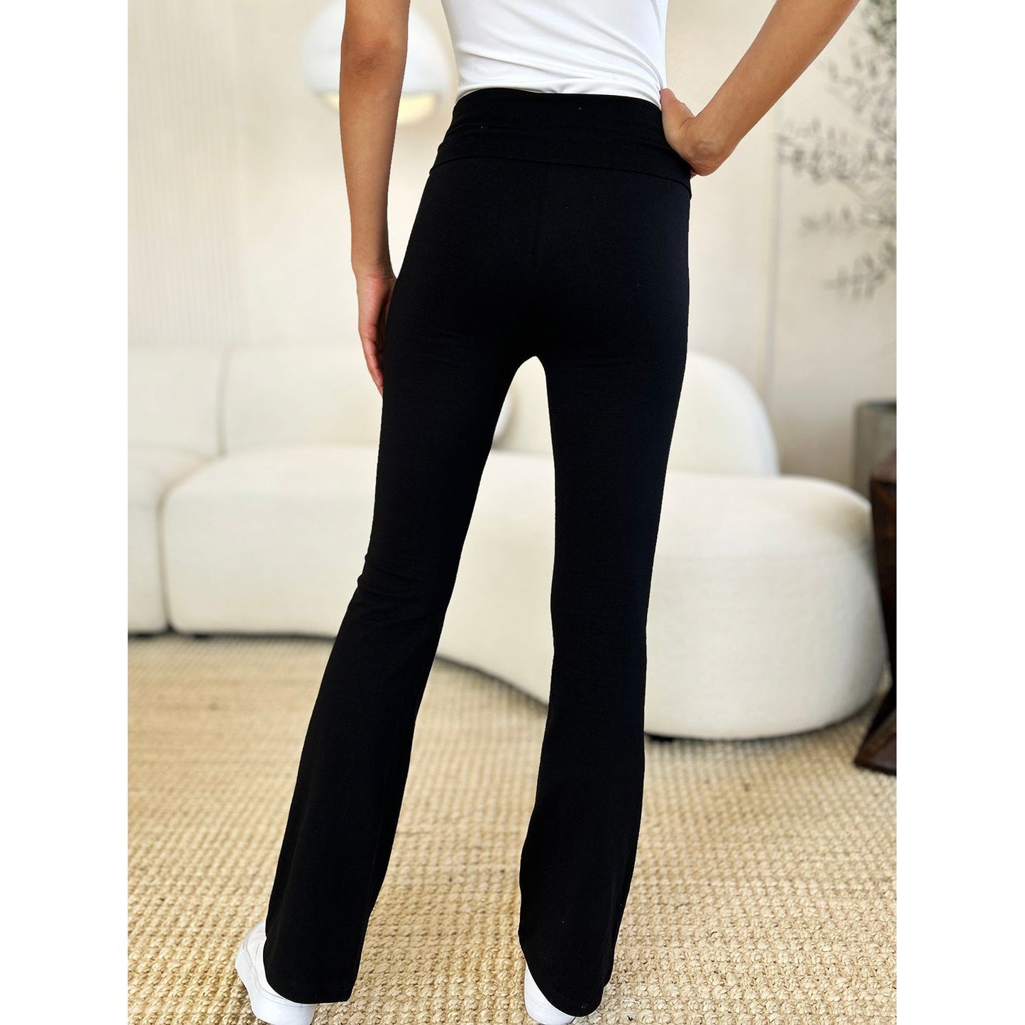 Zenana Full Size High Waist Wide Waistband Bootcut Active Pants