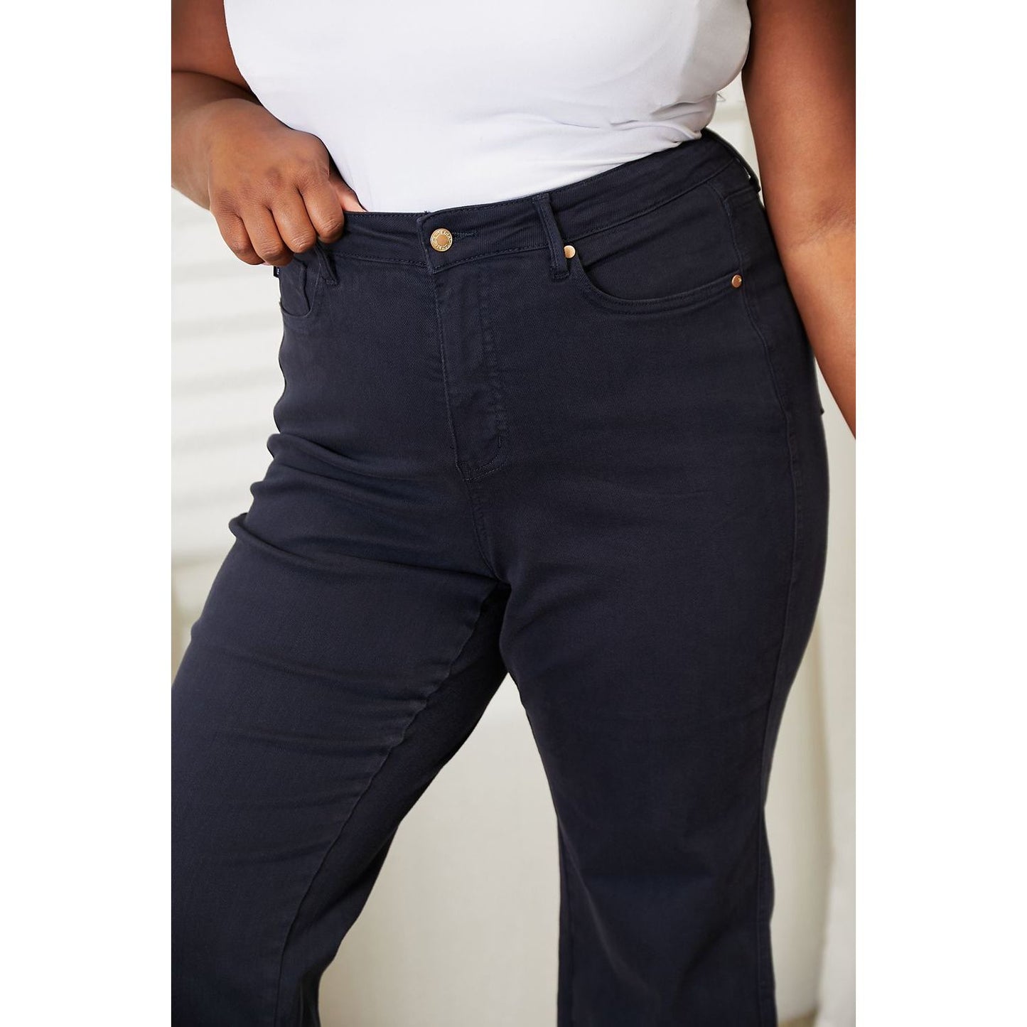 Judy Blue Full Size High Waist Tummy Control Garment Dyed Wide Cropped Jeans