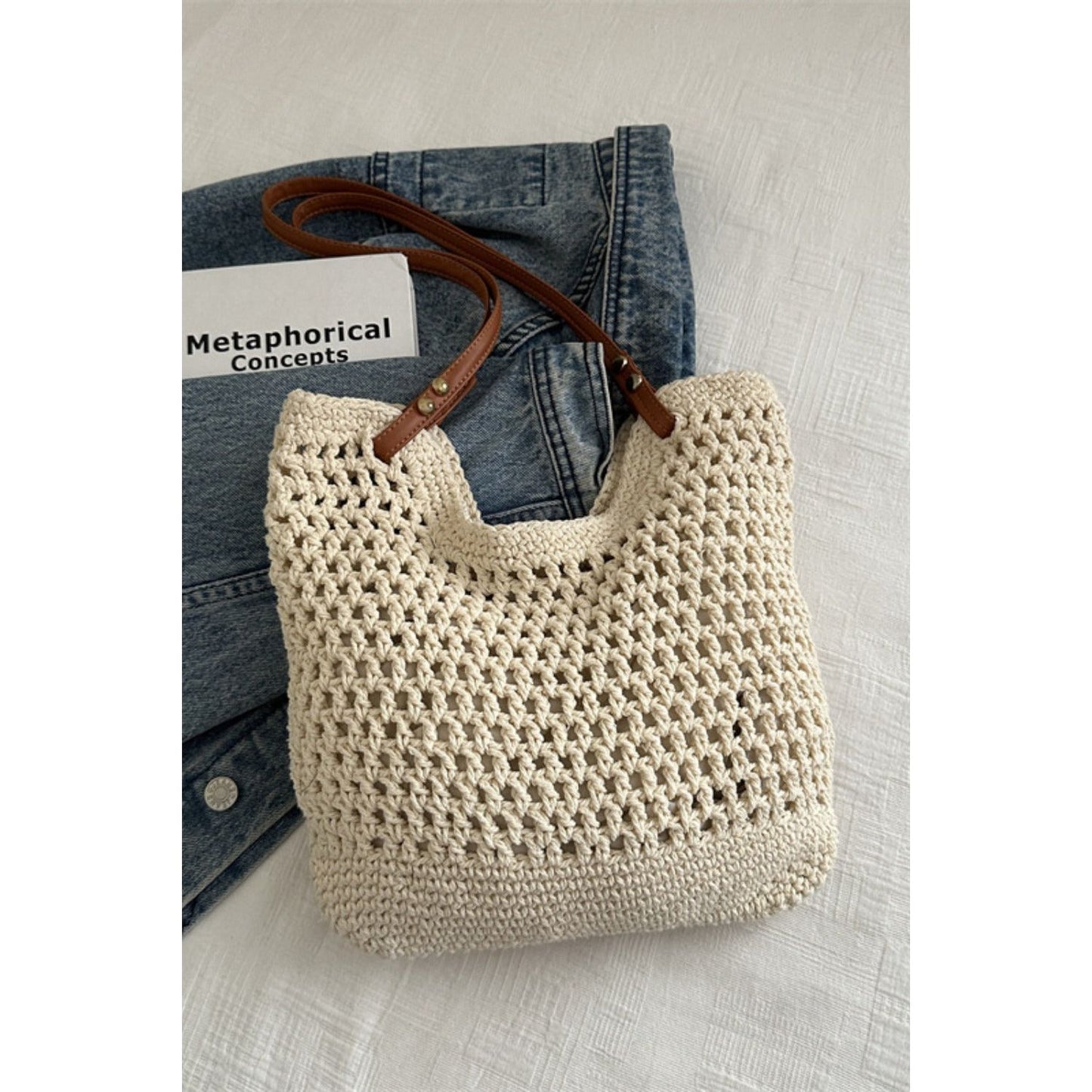 Openwork Woven Tote Bag