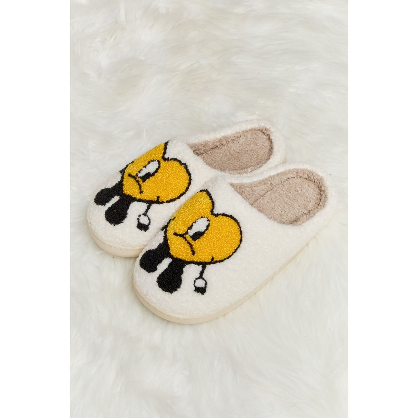 Melody Love Heart Print Plush Slippers