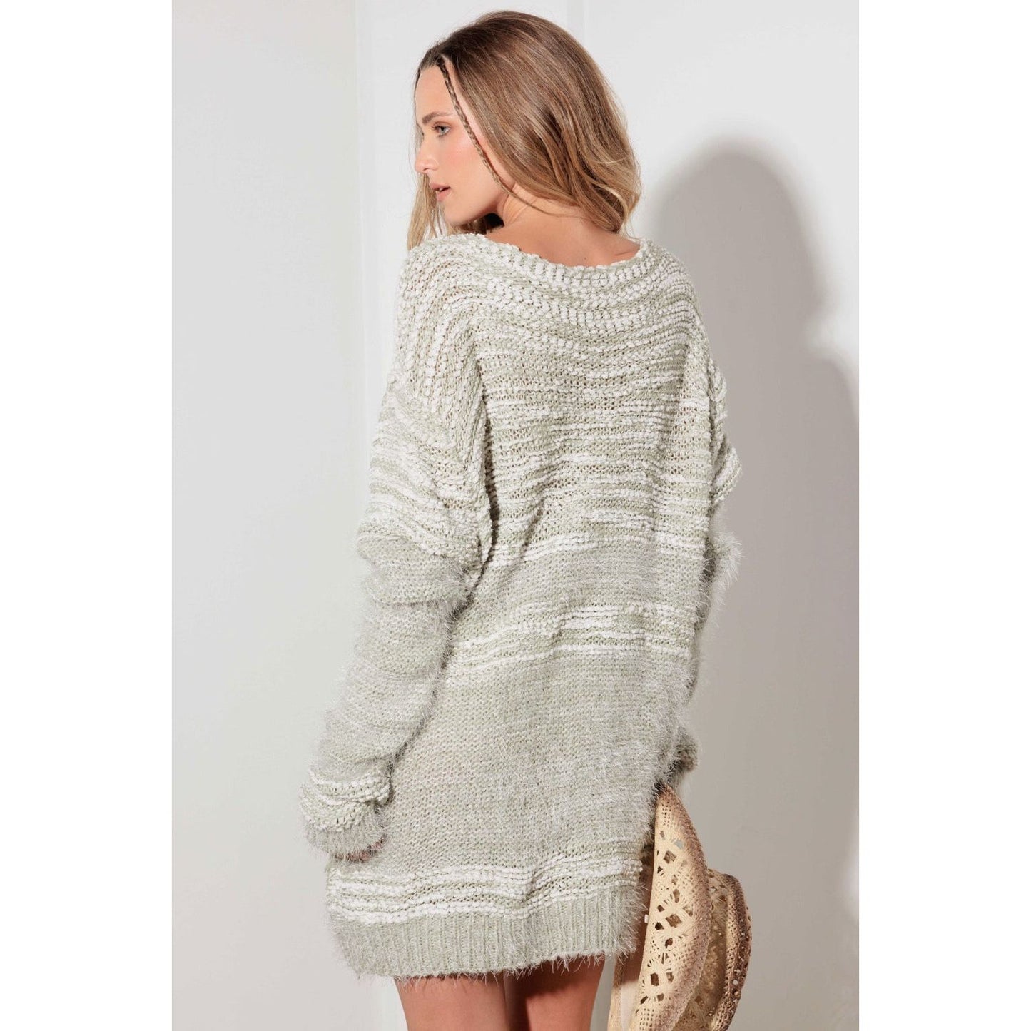 Thinkable Mixed-Stitch Front Tie Sweater Dress