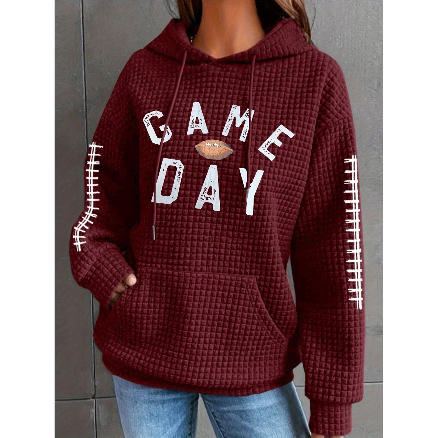 GAME DAY Football Drawstring Long Sleeve Hoodie