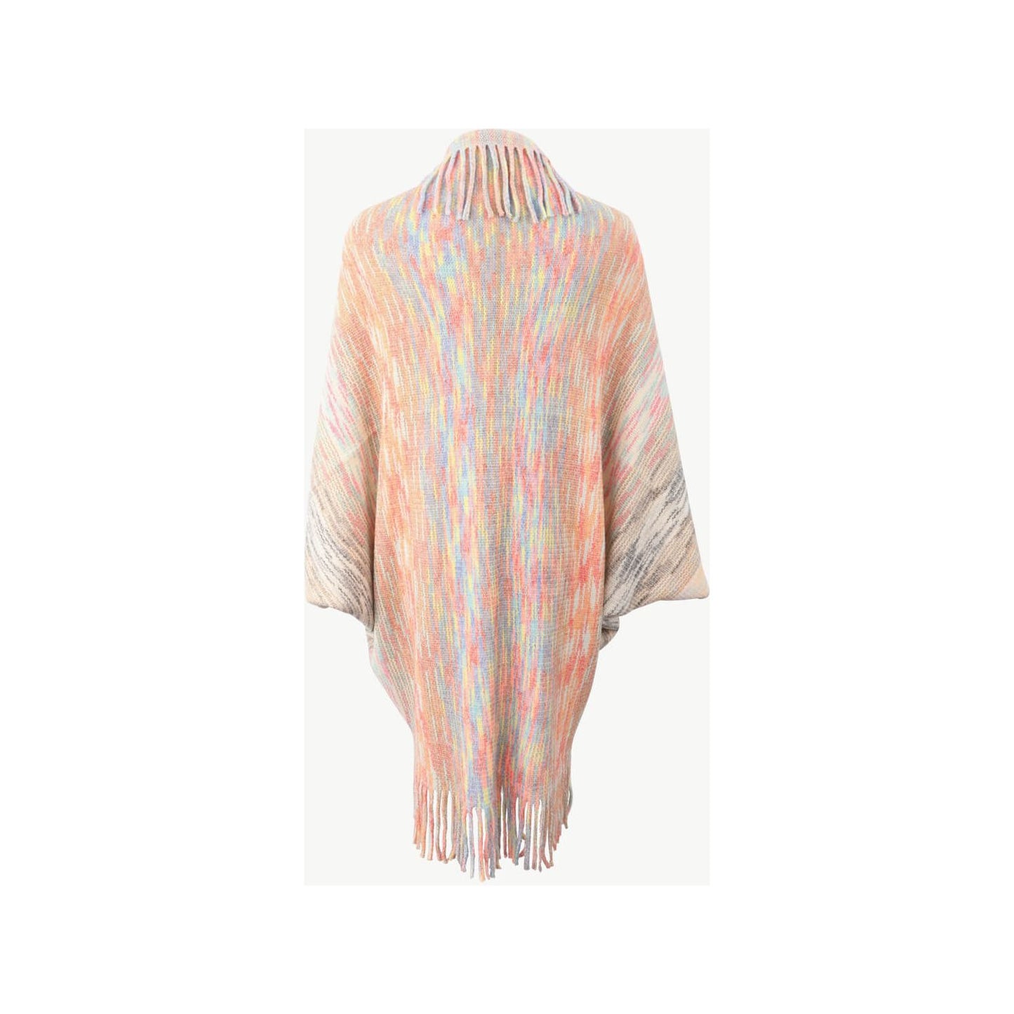 Multicolored Fringe Trim Poncho