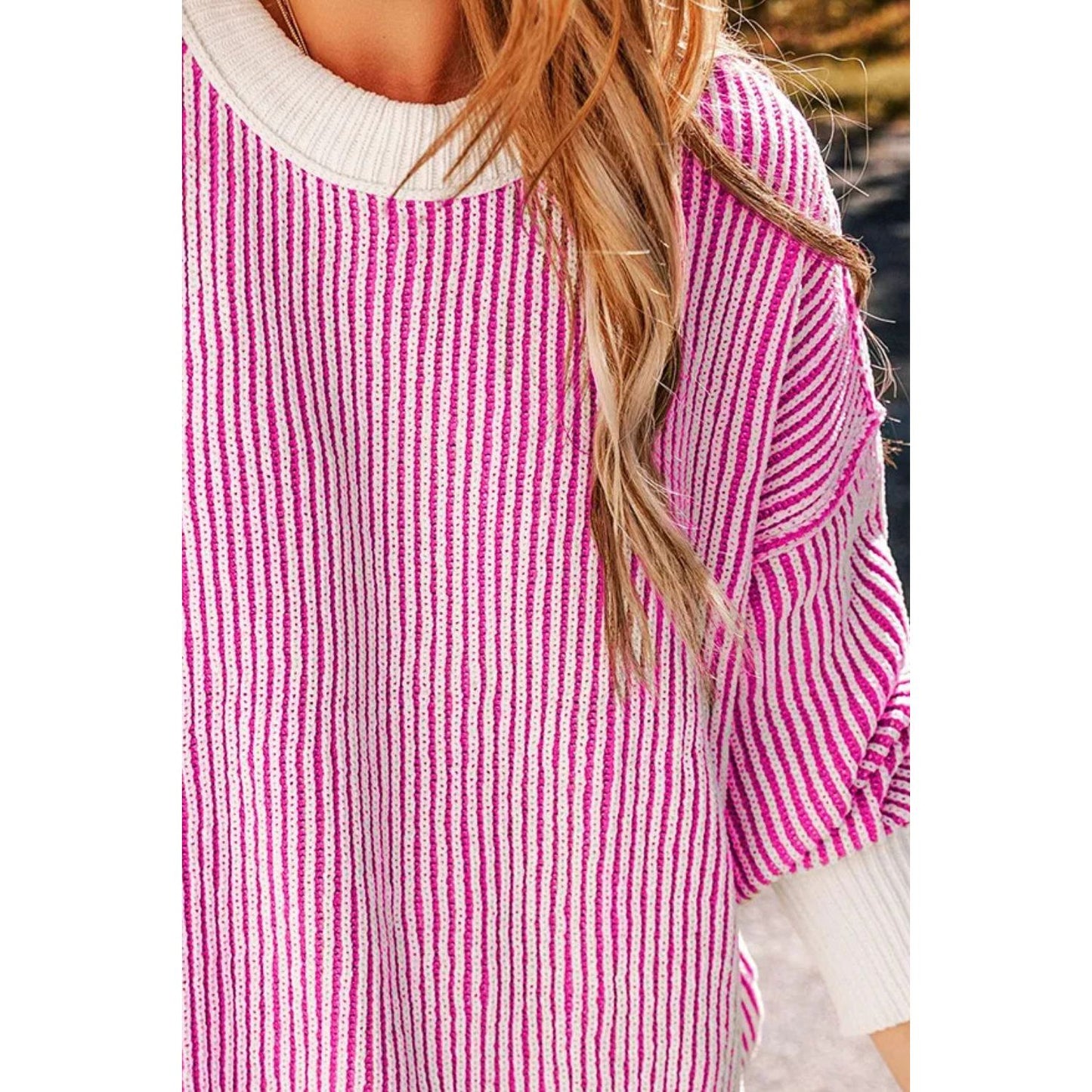 Round Neck Dropped Shoulder Sweater