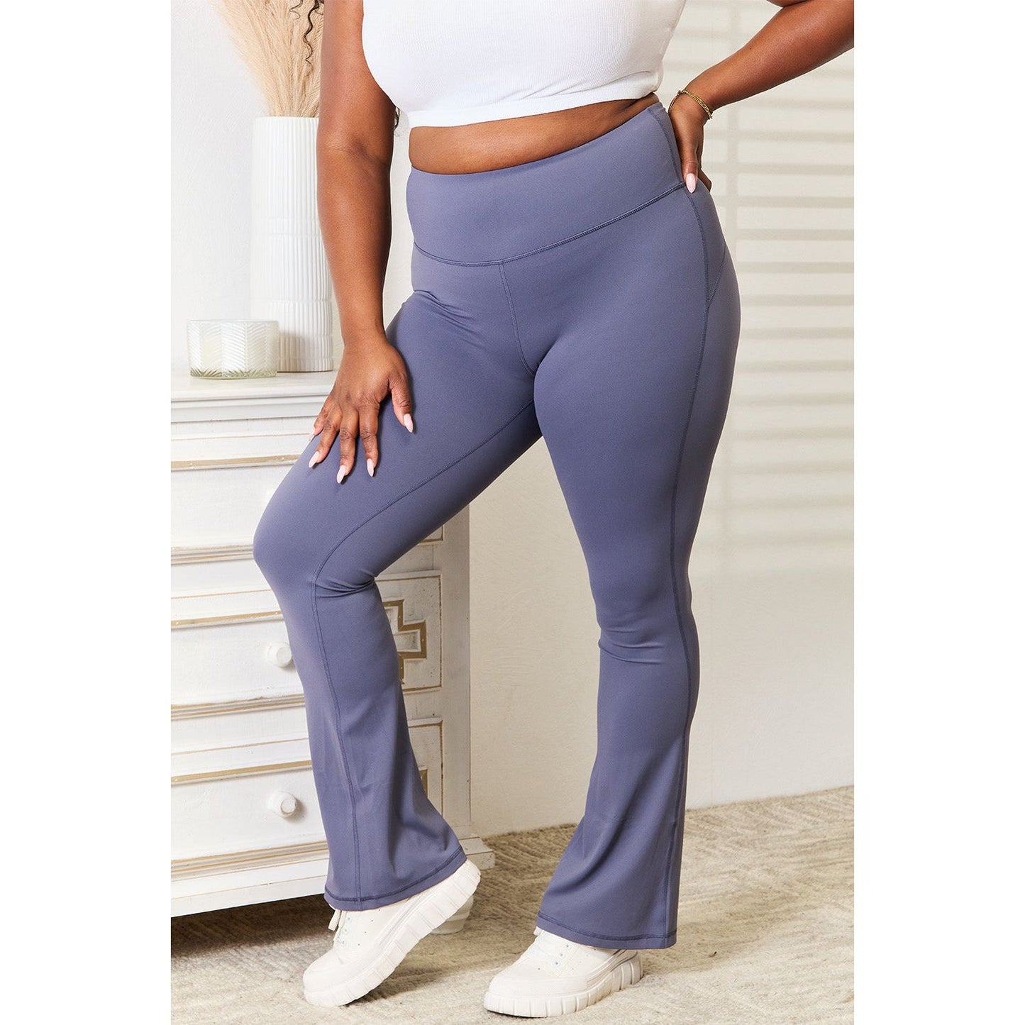 Basic Bae Wide Waistband Bootcut Sports Pants