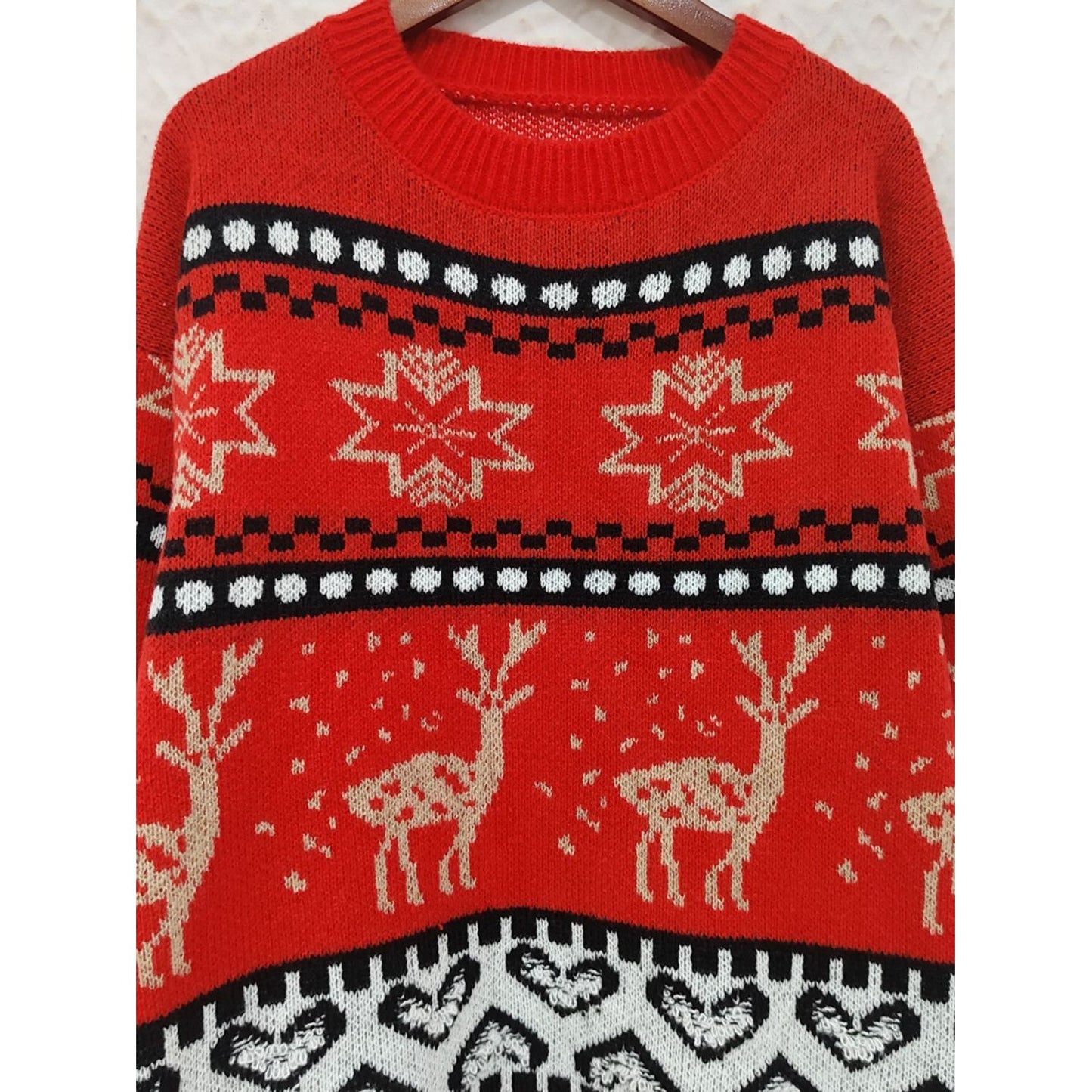 Christmas Element Round Neck Long Sleeve Sweater