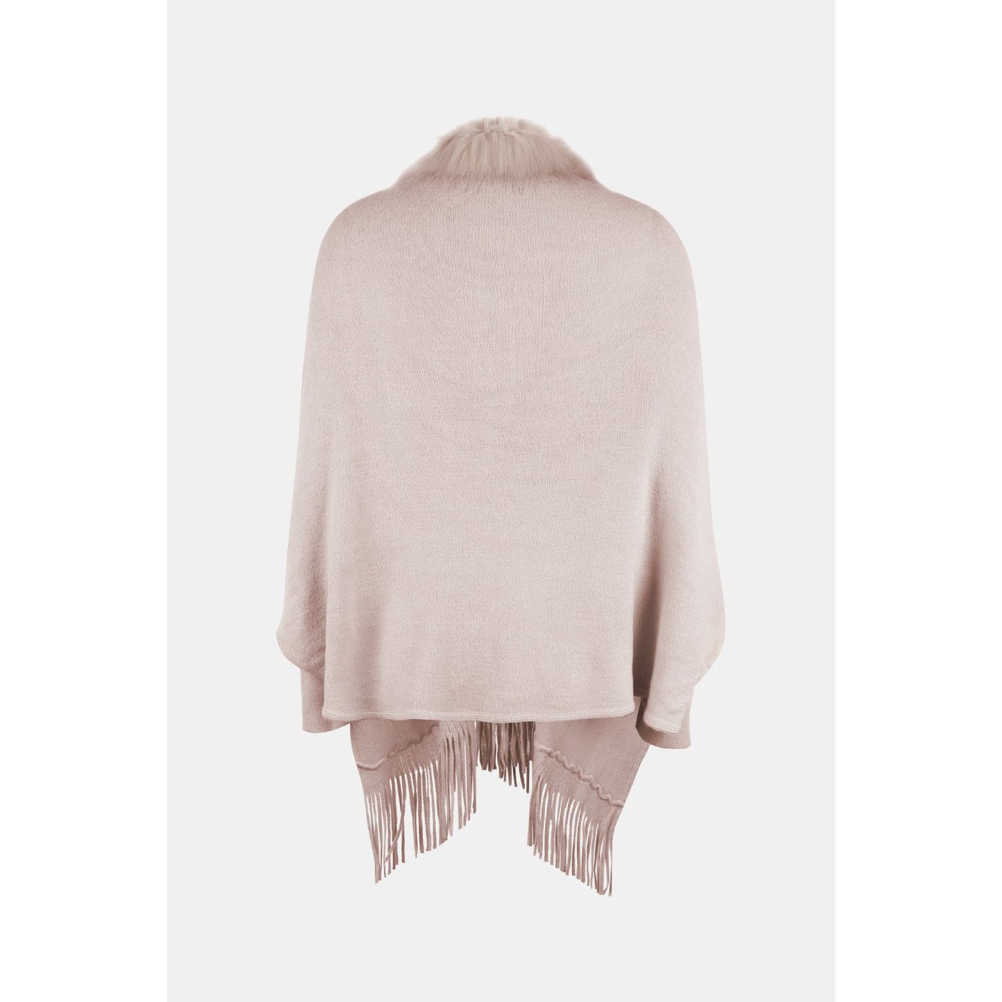 Fringe Open Front Long Sleeve Poncho