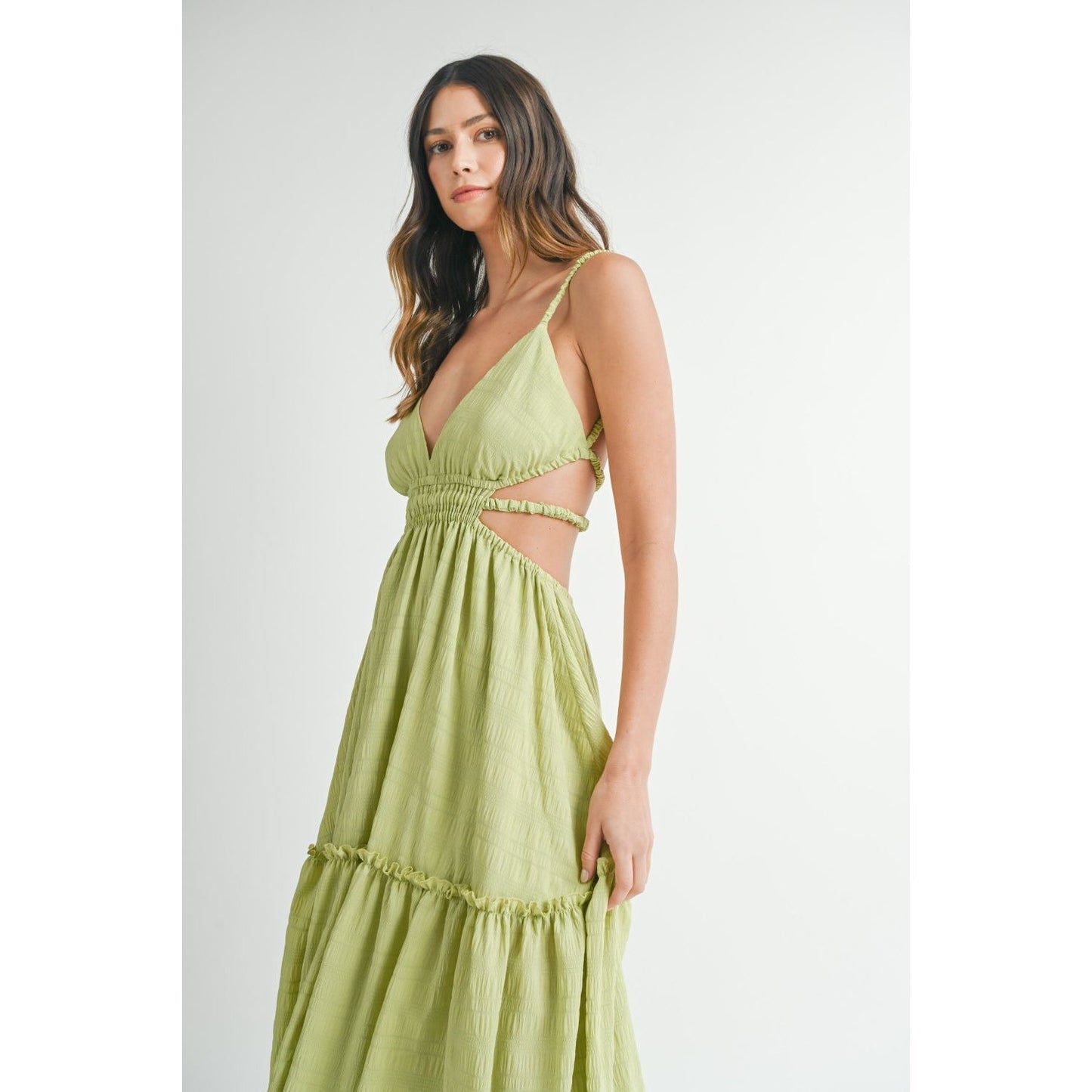 MABLE Cutout Waist Backless Maxi Dress